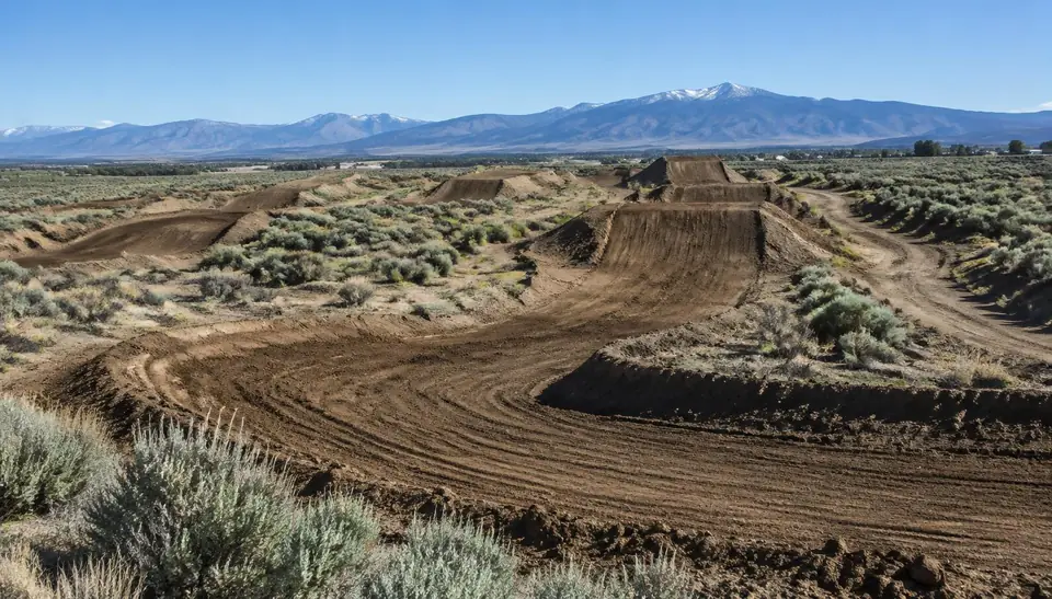 Dirt track with berms in the Idaho high desert